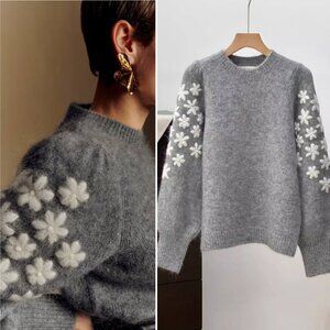 Sezane Luke Jumper - Grey/ Ecru